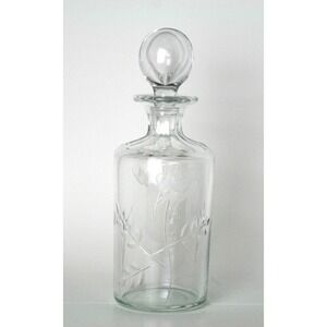 Vintage Thomas Webb Etched Crystal Rose Decanter England 1950-1966 Floral Glass